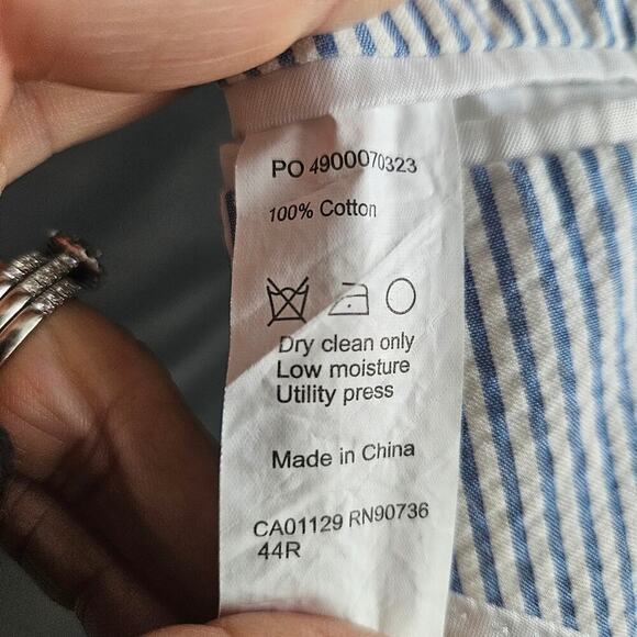 Lauren Ralph Lauren Mens Blue/White Striped Seersucker Blazer Sz 44R Quiet Lux - Picture 9 of 11
